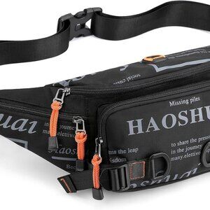 Versatile Black Fanny Pack with Headphone Jack - Ideal for Hiking and Daily Use
